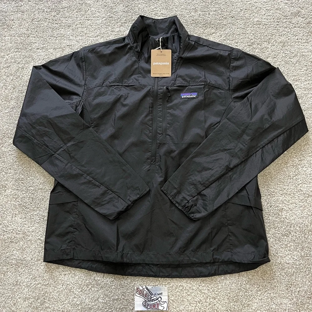 New Patagonia Houdini Stash 1/2 Zip Pullover Jacket Black Windbreaker Womens - Picture 1 of 10